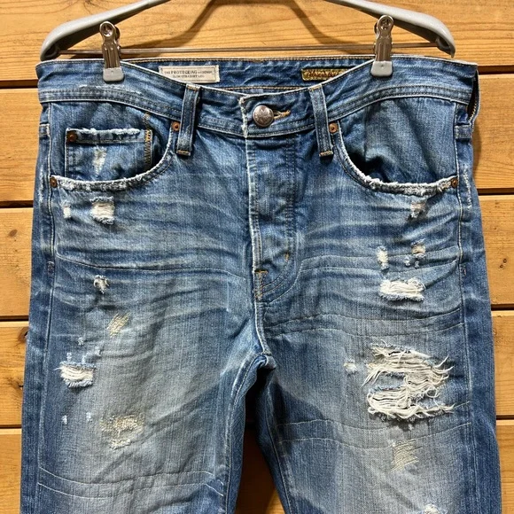 Adriano Goldschmied AG Men’s “The Protégé” JeansDistressed Slim Straight Leg